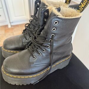 Dr. Martens Black Combat Moto Boots with Air-Cushioned Sole